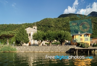 Small Village Of San Felice On The Eastern Side Of Lake Endine I… Stock Photo