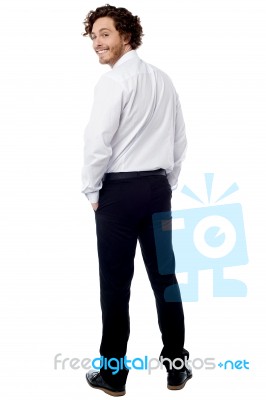 Smart Business Executive Turning Back Stock Photo