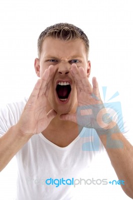 Smart Caucasian Crying Loud Stock Photo