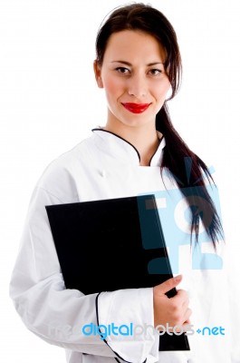 Smart Chef Holding Clipboard Stock Photo