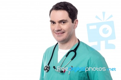 Smart Doctor Posing Sideways Stock Photo