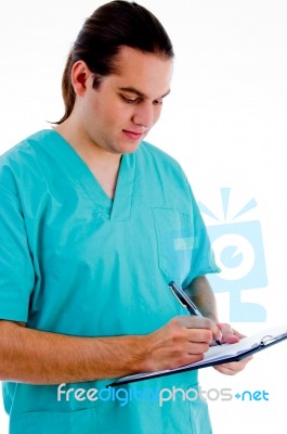 Smart Doctor With Clipboard Stock Photo