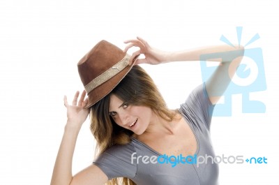 Smart Female Wearing Hat Stock Photo