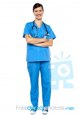 Smart Looking Female Doctor, Arms Folded Stock Photo