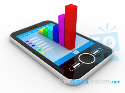 Smart Phone And Business Graph Stock Image