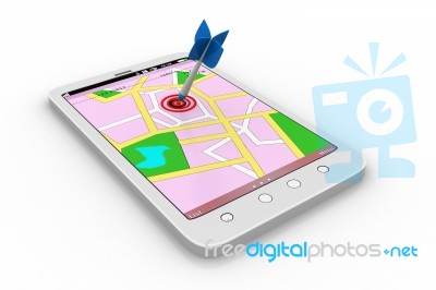 Smart Phone Navigation And Hitting Arrow Stock Image