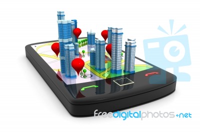 Smart Phone Street Map Stock Image