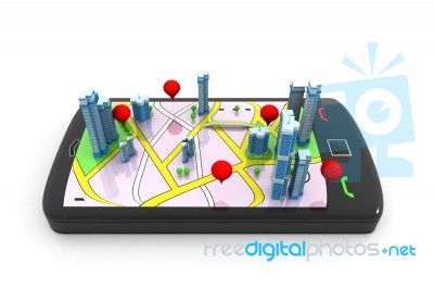 Smart Phone Street Map Stock Image