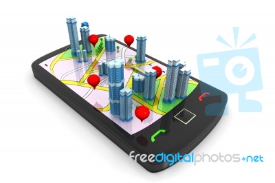 Smart Phone Street Map Stock Image