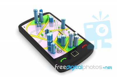 Smart Phone Street Map Stock Image