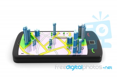 Smart Phone Street Map Stock Image