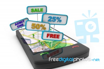 Smart Phone Street Map Offers Stock Image