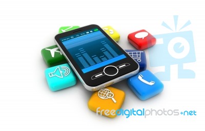 Smart Phone With Apps Stock Image