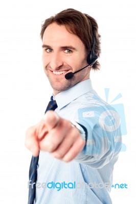 Smart Professional Pointing You Out Stock Photo