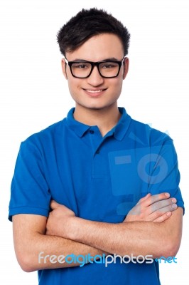 Smart Smiling Guy Wearing Spectacles Stock Photo