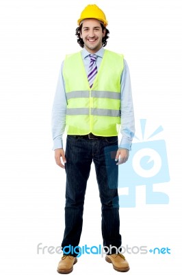 Smart Young Construction Engineer Stock Photo