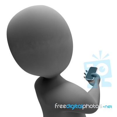 Smartphone Character Means Call Us And Calling 3d Rendering Stock Image