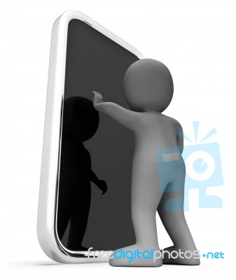 Smartphone Character Represents World Wide Web And Net 3d Render… Stock Image