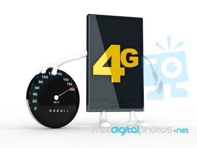Smartphone Displaying The Speed Of 4G Stock Image