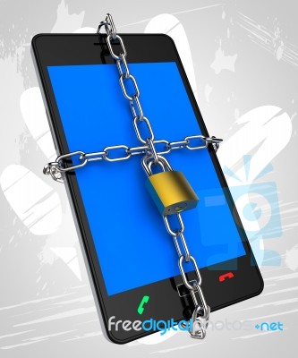 Smartphone Locked Means Security Secured And Protect Stock Image