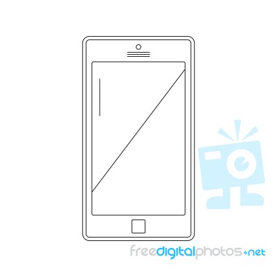 Smartphone Mobile Technology Flat Thin Line Design Icon  I Stock Image