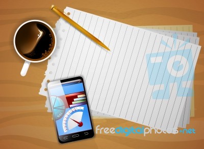 Smartphone On Desk Stock Image