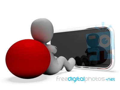 Smartphone Online Means World Wide Web And Illustration 3d Rende… Stock Image