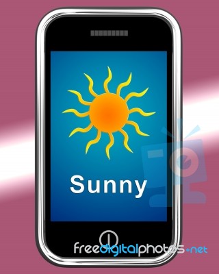 Smartphone Showing Sunny Stock Image