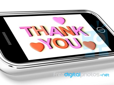 Smartphone Showing Thank You Stock Image