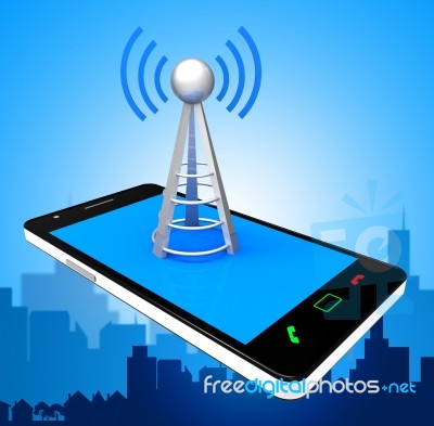 Smartphone Wifi Indicates World Wide Web And Antenna Stock Image