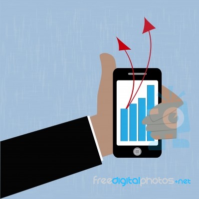 Smartphone With Graph Sign Stock Image