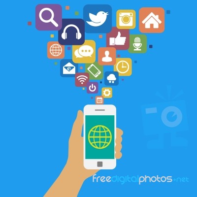 Smartphone With Social Media Icons Stock Image