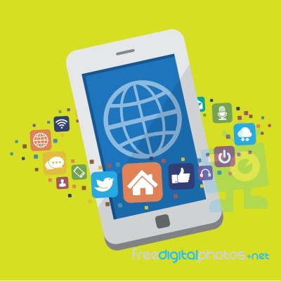 Smartphone With Social Media Icons Stock Image