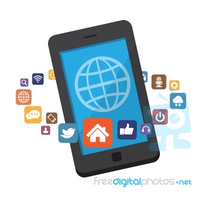 Smartphone With Social Media Icons Stock Image