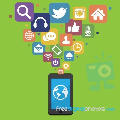 Smartphone With Social Media Icons Stock Image