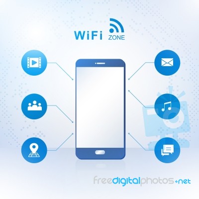 Smartphone With Wireless Zone,  Illustration Stock Image