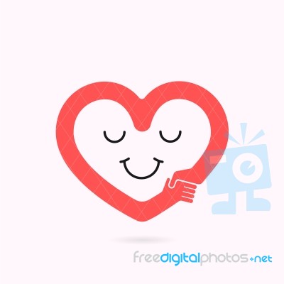 Smile Heart Shape And Handshake Symbol.heart Care Logo Stock Image