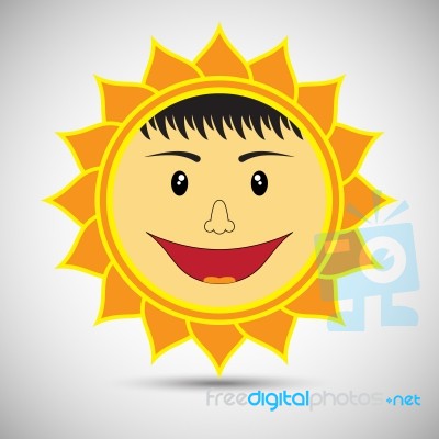 Smile Sun On White Background Stock Image