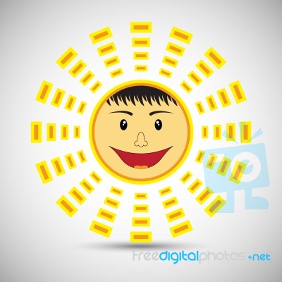 Smile Sun On White Background Stock Image