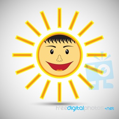 Smile Sun On White Background Stock Image