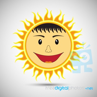 Smile Sun On White Background Stock Image