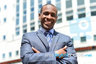 Smiling African Businessman At Outdoors Stock Photo