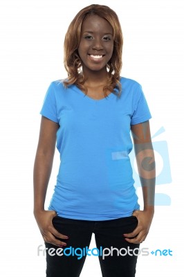 Smiling African Girl Standing Stock Photo