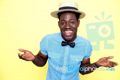 Smiling African Guy Wearing Hat Stock Photo