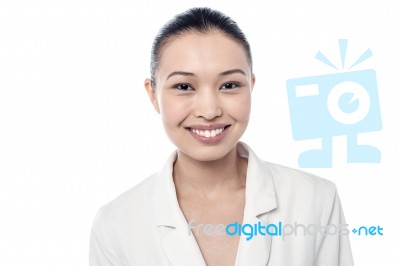 Smiling Beautiful Corporate Woman Stock Photo