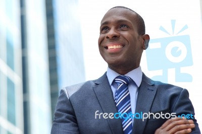 Smiling Black Businessman At Outdoors Stock Photo