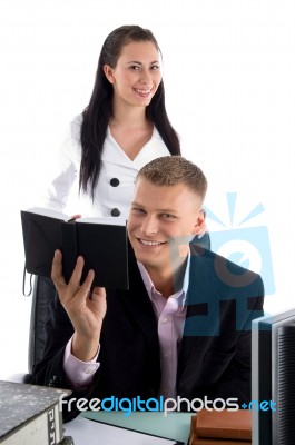 Smiling Business People At Office Stock Photo