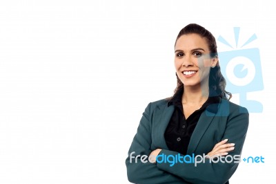 Smiling Business Woman, Isolated On White Stock Photo