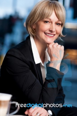 Smiling Business Woman Posing In Style Stock Photo