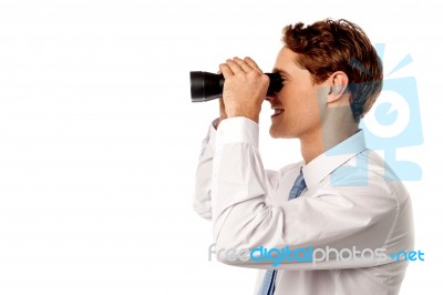 Smiling Businessman Hunting Success Stock Photo